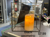 Black Candleholder box Screen GEOMETRIC 8.5”x8.5”X 3.5" PLANTER GLASS BALL TERRARIUM VASE money box hexagon