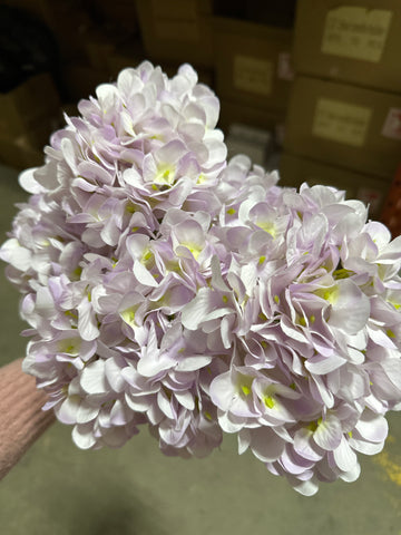 New Artificial Flower Two Tone Lilac French Hydrangea Bunch 5 head