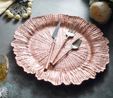12.5" Acrylic Charger Plate Rose Gold scallop starburst reef