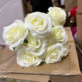 Artificial Diamond Rose Bunch 10 head Cream