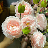 2+1 head Pink Puffy Rose Spray artificial flower