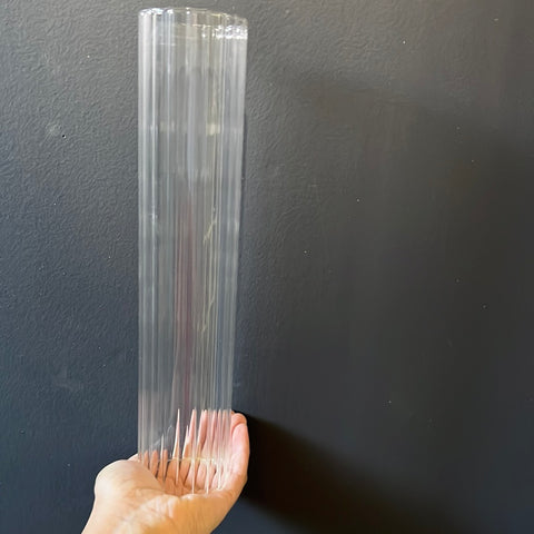 Striped Hurricane Tube Candleholder glass 12"x2.5"