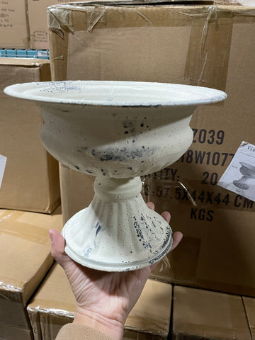 White bowl METAL omega vintage rustic