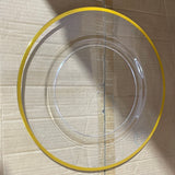 13” Clear acrylic Charger Plate gold thin rim