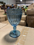 Blue Color Striped drinking Glass drinkware cup goblet