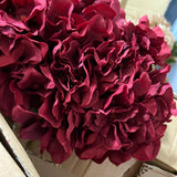 7 Head Burgundy Hydrangea Bunch Artificial flower