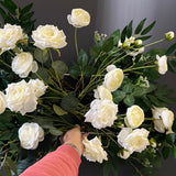 Premade Rose Arrangement Cream white with Rectangular wire back