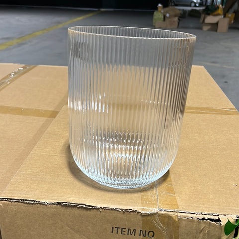 New Striped Glass 8.3” oval shape ripple vase