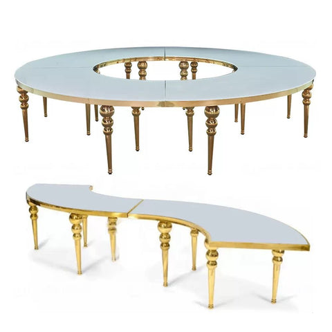 S shaped table metal