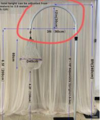 Add on for Hanging Chandelier curve pipe and drape hook