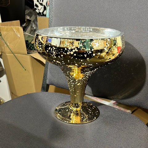 8” Mercury gold Glass Bowl Vase