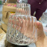 New 4.8” Small bud Glass Vase with ripple line striped