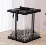 Small 20cm/8” 5” tall Black cardboard box For fresh or preserved Flowers and cake