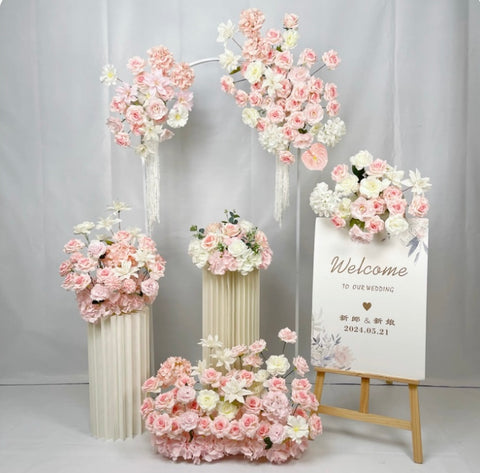 Artificial Flower Arrangements blush pink set of 6 premade