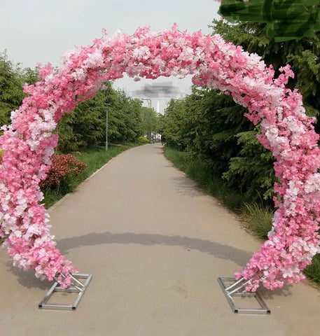 Pink cherry blossom Flower Metal Backdrop Stand Round Arch 2.5mx2.2m REV1