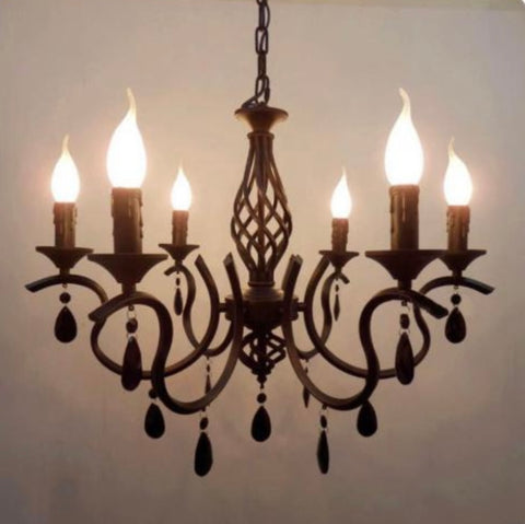 8 head Hanging Chandelier Black NS8813