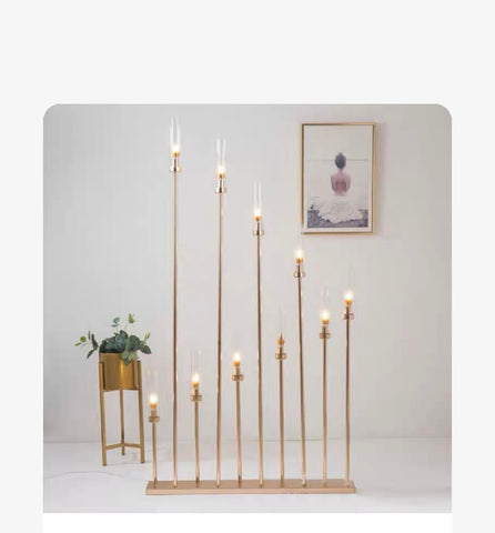 10 head stand Labubu gao with light gold long stand