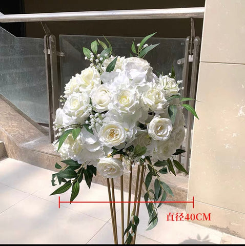 White Cream Artificial Flower Rose Hydrangea Arrangement sweetheart arrangement 40cm diameter