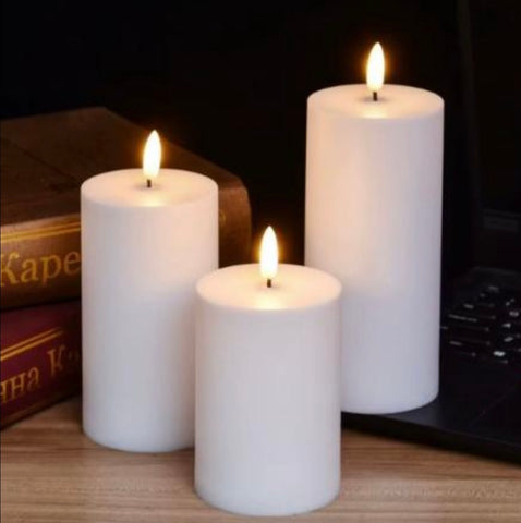 Set of 3 LED Electric Flameless Candles battery operated pillar with remote