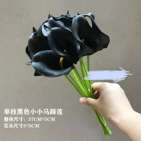 Real touch calla lily Medium wedding decor black(12 stems)