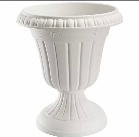 Plastic Tall urn (S) bowl 12”h cream white 2922