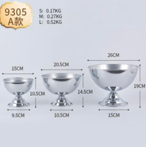 4" tall round SILVER bowl /urn METAL (S) 9305
