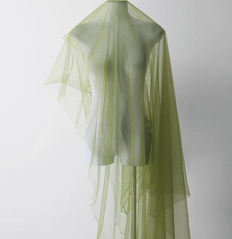 Avocado green material 1.5m wide x 4 meter long sage jade sheer