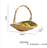Flat shell wide wicker Basket Rattan (L)