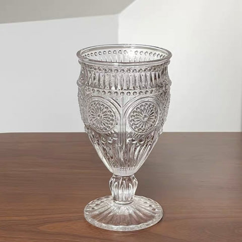 Vintage sunflower drinking Glass 300ml crystal look