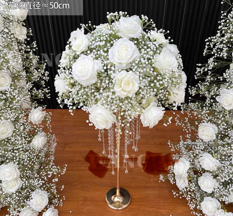 White Cream Artificial Flower Rose baby’s breath baby bbb Arrangement 50cm/19-20”