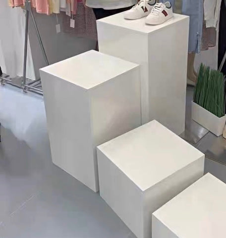 White wood stand riser 8”x8”x8”H plinth