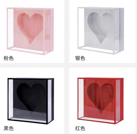 acrylic cardboard box with Pink heart inside
