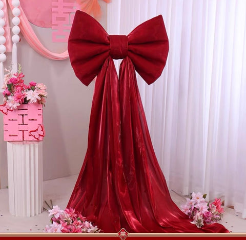 water light fabric bow tie bowtie red 75cmx35cm with tail 3m