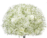 New big Artificial Flower Rose and Baby breath Arrangement Cream white