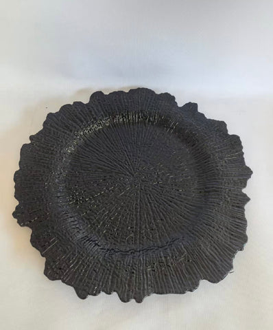 12.5" Acrylic Charger Plate black scallop starburst reef