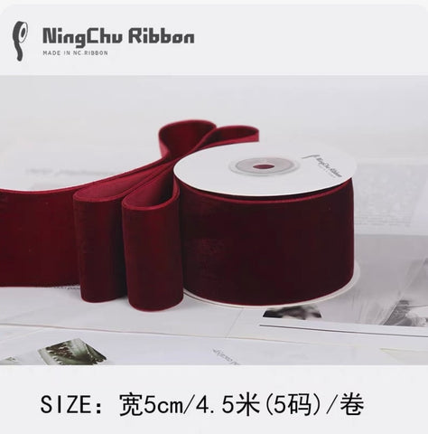 Red Velvet Ribbon DIY Decor Material Bridal Bouque 5cmx4.5m