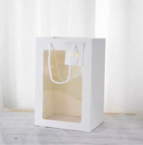 White (mini) paper bag with window (XS)8”H