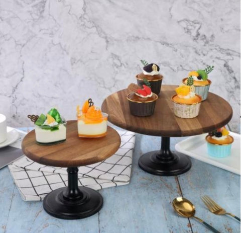 Wood Cake Stand Round (L) 12” diameter