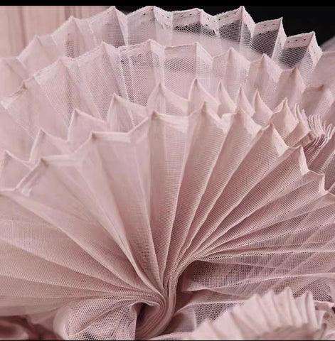 Pleated Stiff mesh Organza material dusty pink 6 meter Stiff Mesh Fabric Crease