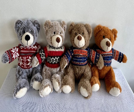 10” Christmas sweater plush toy stuffed bear FY23066(Light Brown)