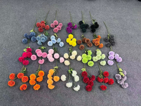 New Pom Bunch 5 Head Artificial Filler Flower(Orange)