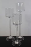 Thin stem candleholder monet set of 3 wedding centerpiece glass vases