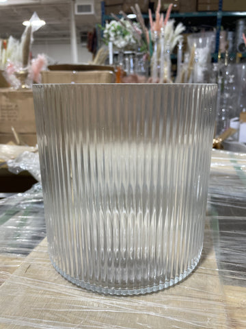 Striped Glass 7" Cylinder Vase ripple