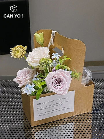Pink paper bag coffee big handle