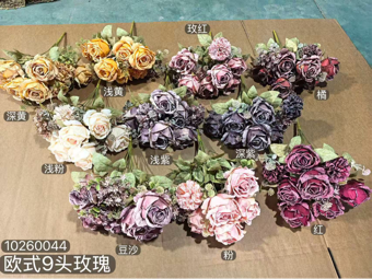 European red Roses Artificial Flower burgundy with fillers