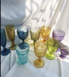 Champagne Color Vintage sunflower drinking Glass 300ml crystal look(Goblet)Amber Mocha Mousse