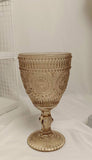 Champagne Color Vintage sunflower drinking Glass 300ml crystal look(Goblet)Amber Mocha Mousse