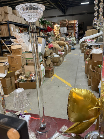 Round Centerpiece glass stand 32” one stick 2 dishes