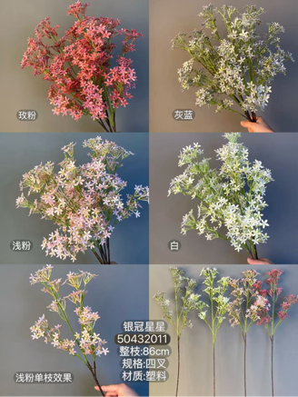 Silver crown star White flower long stem baby breath