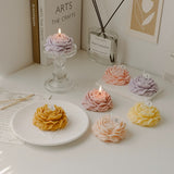 Pink peonies flower White cube candle 3x3 gift scented favor